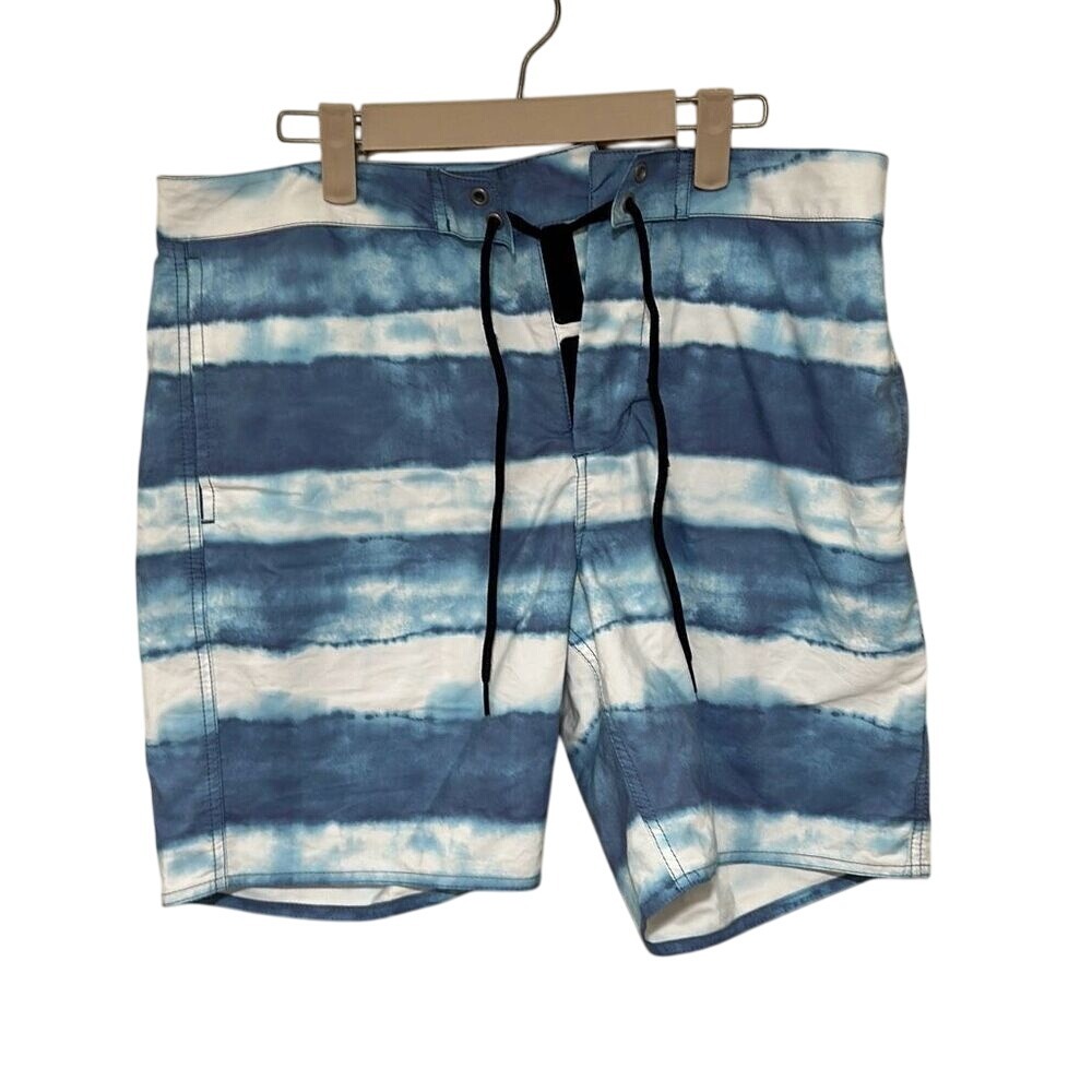 OBEY Worldwide Mens Blue Ombre Drawstring Cotton‎ Blend Board Shorts Size 33